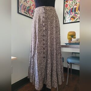 Vintage 90s Express Floral Maxi Skirt Button Front Elastic Waist M Fits XS or S